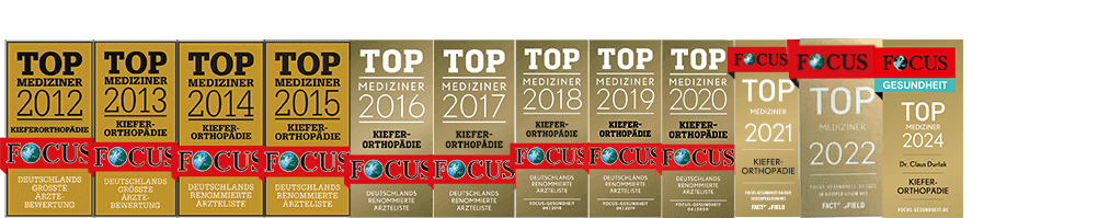 FOCUS Siegel Top Mediziner - Kieferorthopädie 2012 bis 2021 - 10 Jahre in Folge